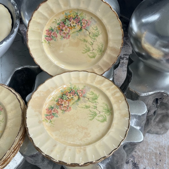 Imperial ware porcelain breath o spring dinner plates yellow 11 plates 1930s - Picture 7 of 17